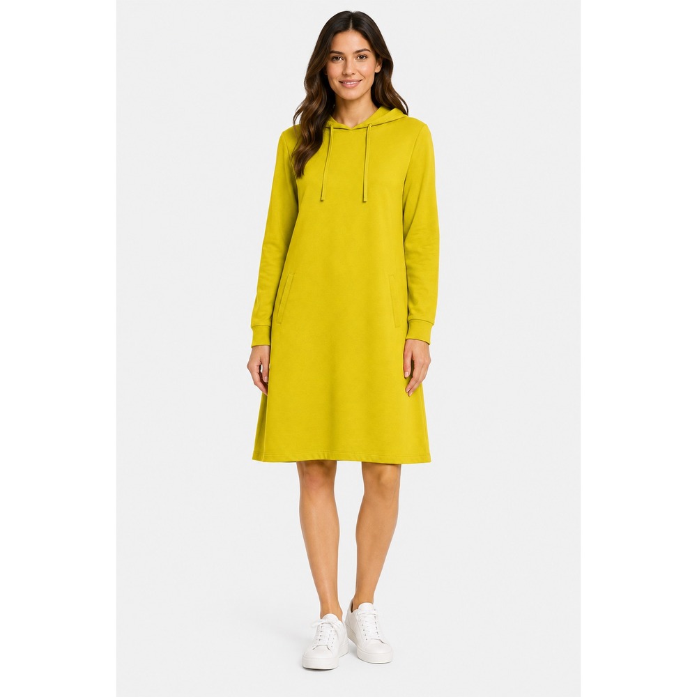 NY&C Soho Street Hoodie Dress Womens Medium Yellow NEW Long Sleeve Pockets